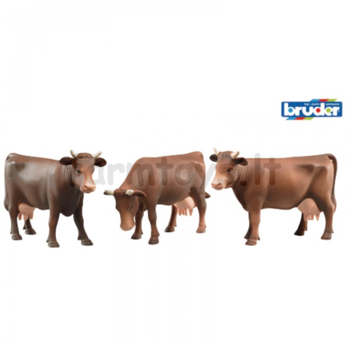 BRUDER ruda karvė, galimos skirtingos galvos pozicijos (parenkama atsitiktinai)