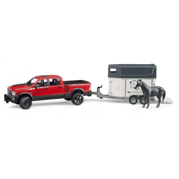 BRUDER džipas RAM 2500 Power Wagon su priekaba arkliui ir  arkliu