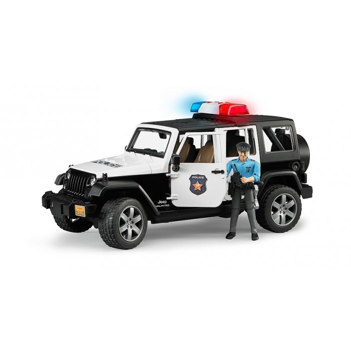 BRUDER policijos automobilis Jeep Wrangler Unlimited Rubicon, su policijos pareigūno figūrėle 