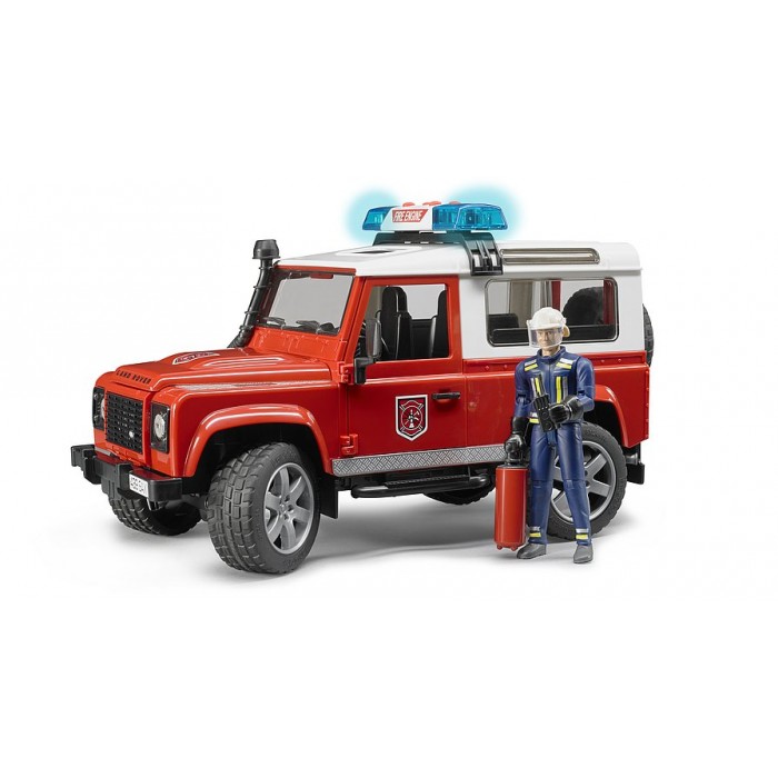 BRUDER ugniagesių visureigis Land Rover Defender Station wagon su ugniagesio figūrėle