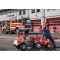 ROLLY TOYS minamas traktorius - gaisrinė mašina Unimog su pavarų perjungimu, stabdžiais ir mėlynu švyturėliu